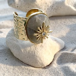 Bague Labradorite martelée