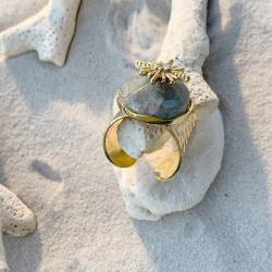Bague Labradorite martelée