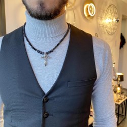 Collier homme pierre de lave