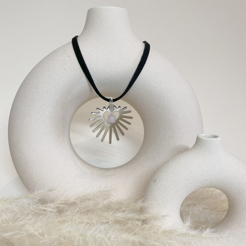 Collier coeur sacré désir ruban noir