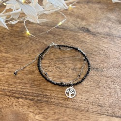 Bracelet fin à Deux Rangs en Perles de Spinelle