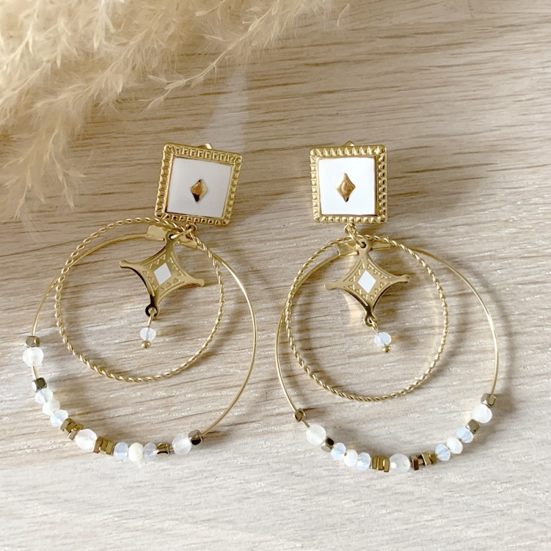 Boucles d'oreilles dorées losanges